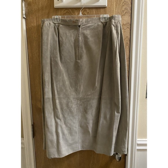Vintage SUSAN BRISTOL Suede Leather Skirt Vest 2 pc Set Lined Zip Beige 18 & 20 - Picture 14 of 16